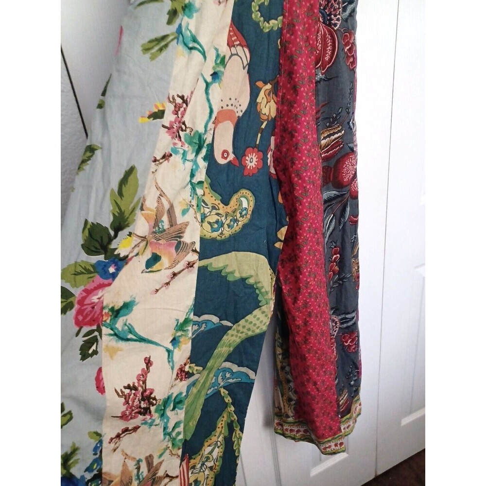 NWT Rahab's Rope Kantha Wide Leg Pants Botanical Motif Patchwork Printed Overall - Picture 7 of 15